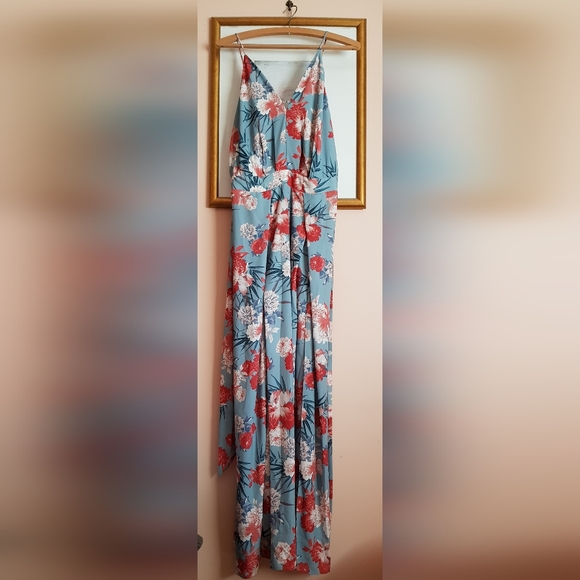 🌷Host Pick🌷Sheike Awakenings blue floral wide leg jumpsuit *Note minor flaws* - Picture 9 of 13